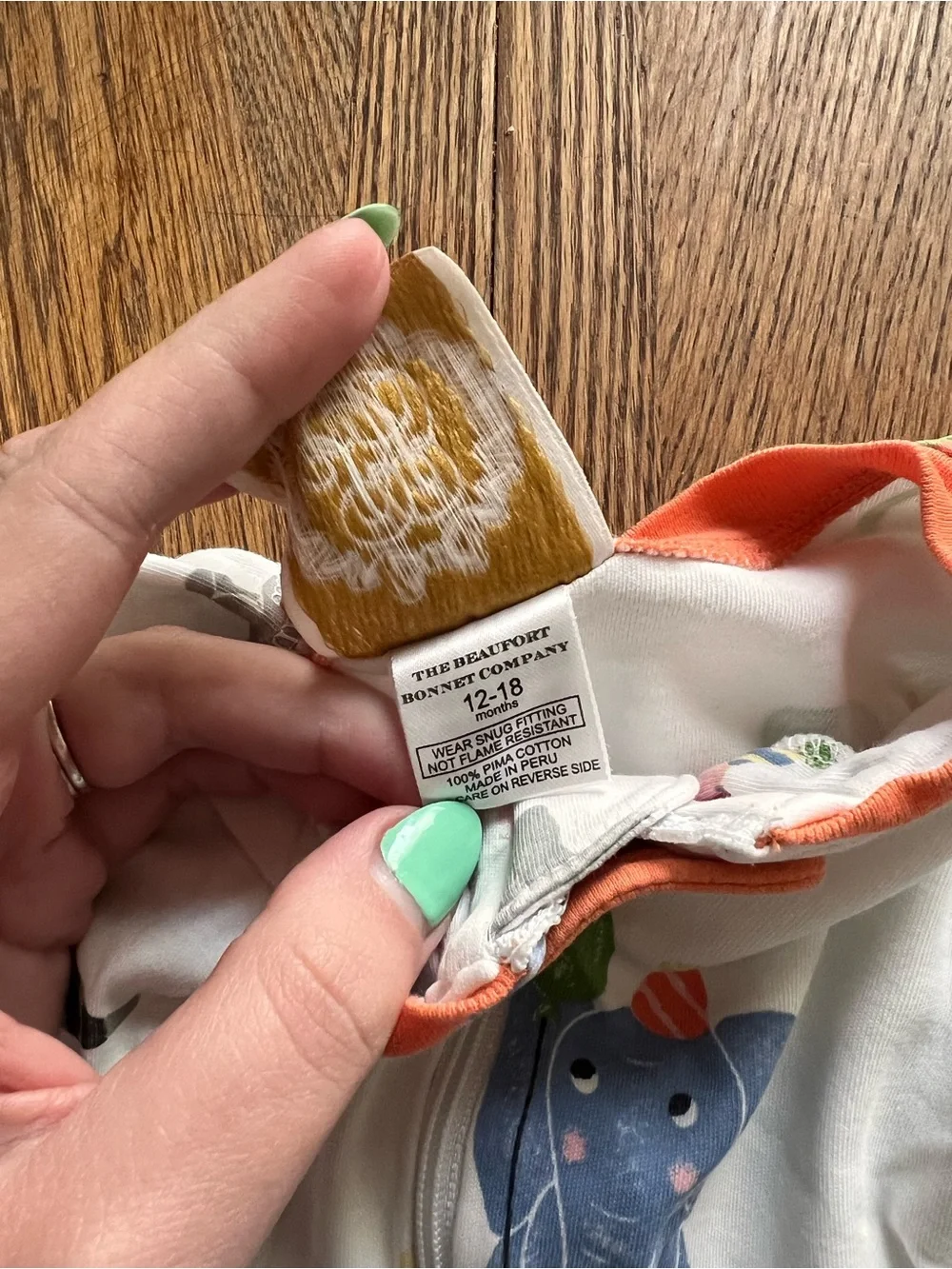 TBBC | Kids White Animal-Print One-Piece Pajamas with Orange Accents